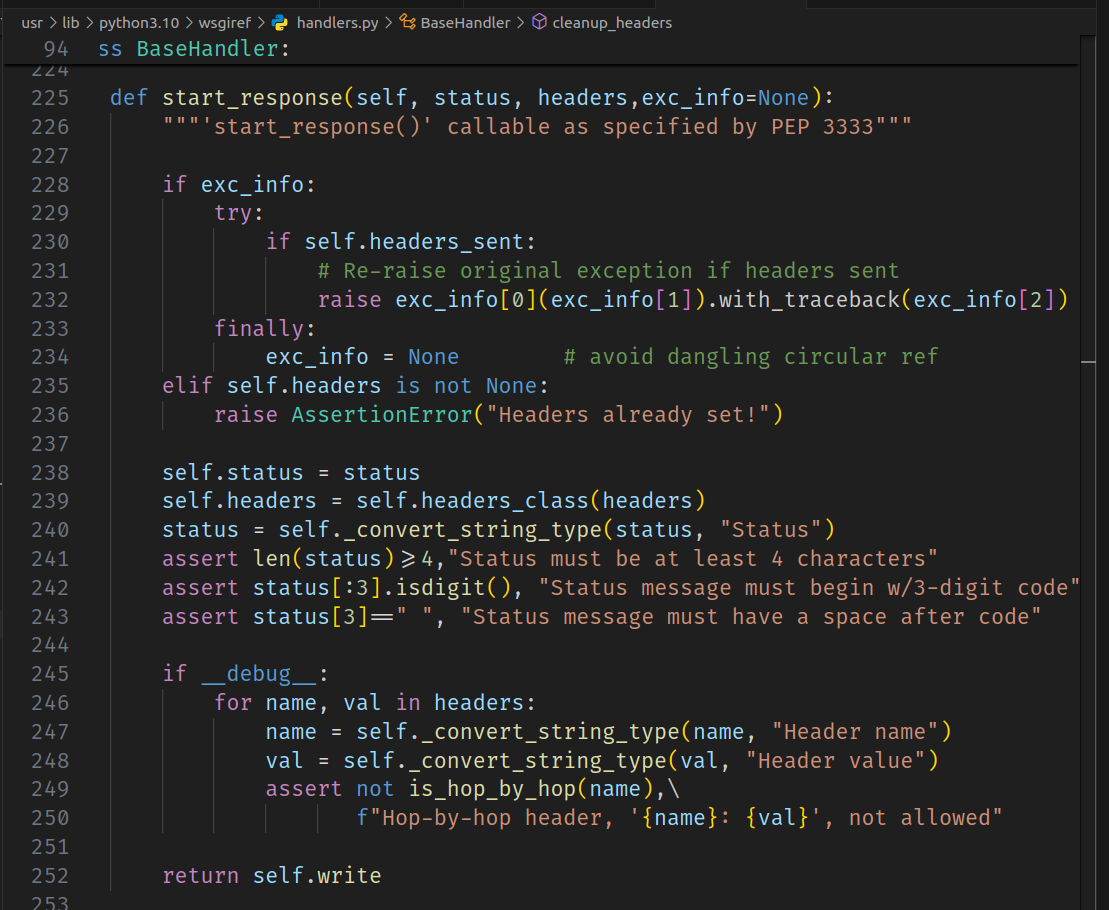 Image the start_response function